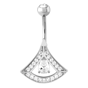FAN WITH ZIRCONS – NAVELPIERCING / BAUCHNADEL